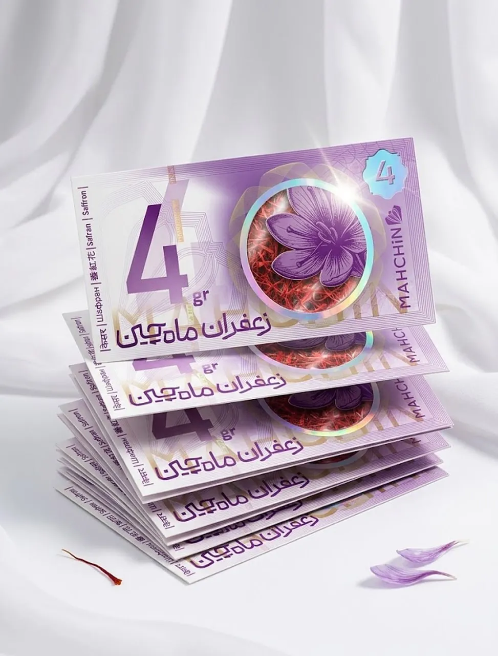 دسته‌ی بسته‌های ۴ گرمی زعفران ماه چین
